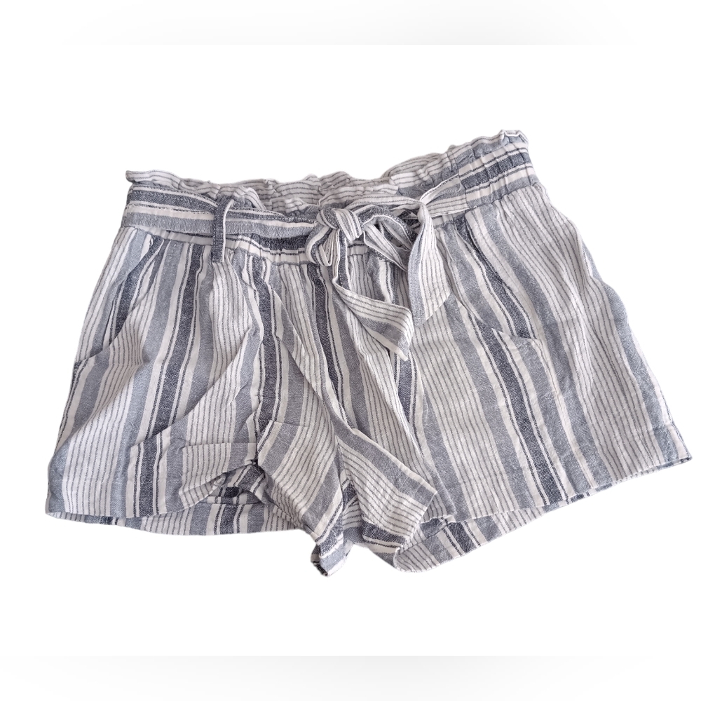 Jolt Loose Comfy Stretchy Linen Rayon Striped Shorts With Belt Women's Sz Medium